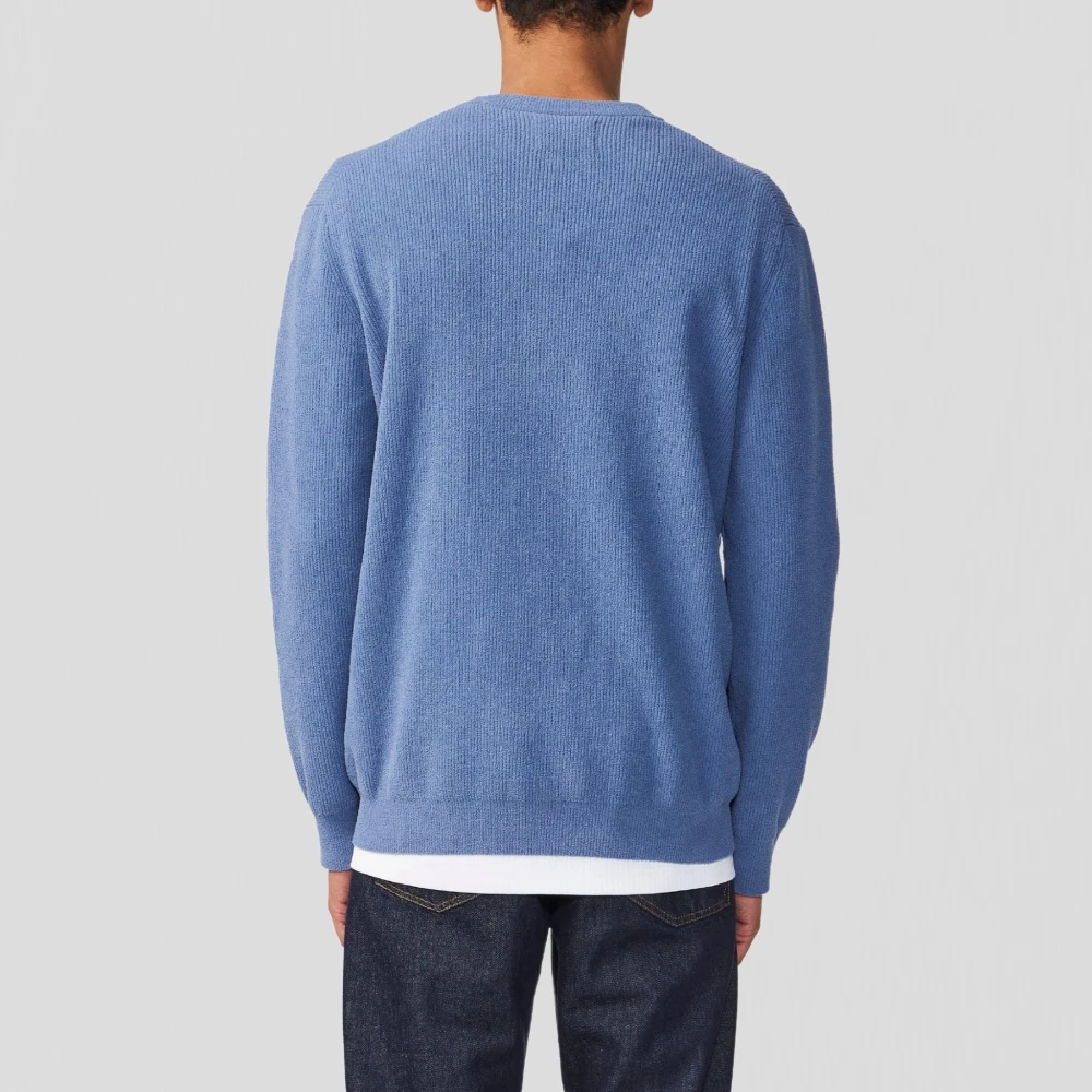 Nn07 Mode Crewneck Sweater met Ribdetails Blue Heren