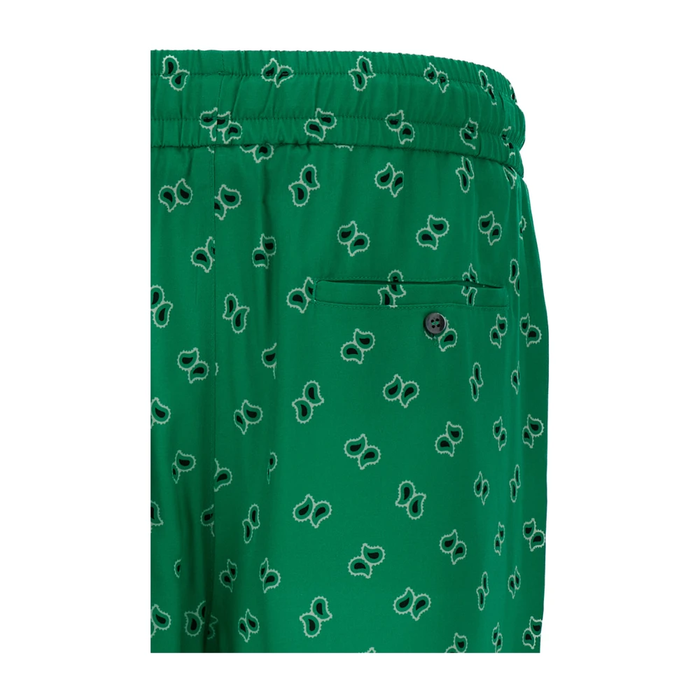 Palm Angels Groene Paisley Shorts Green Heren