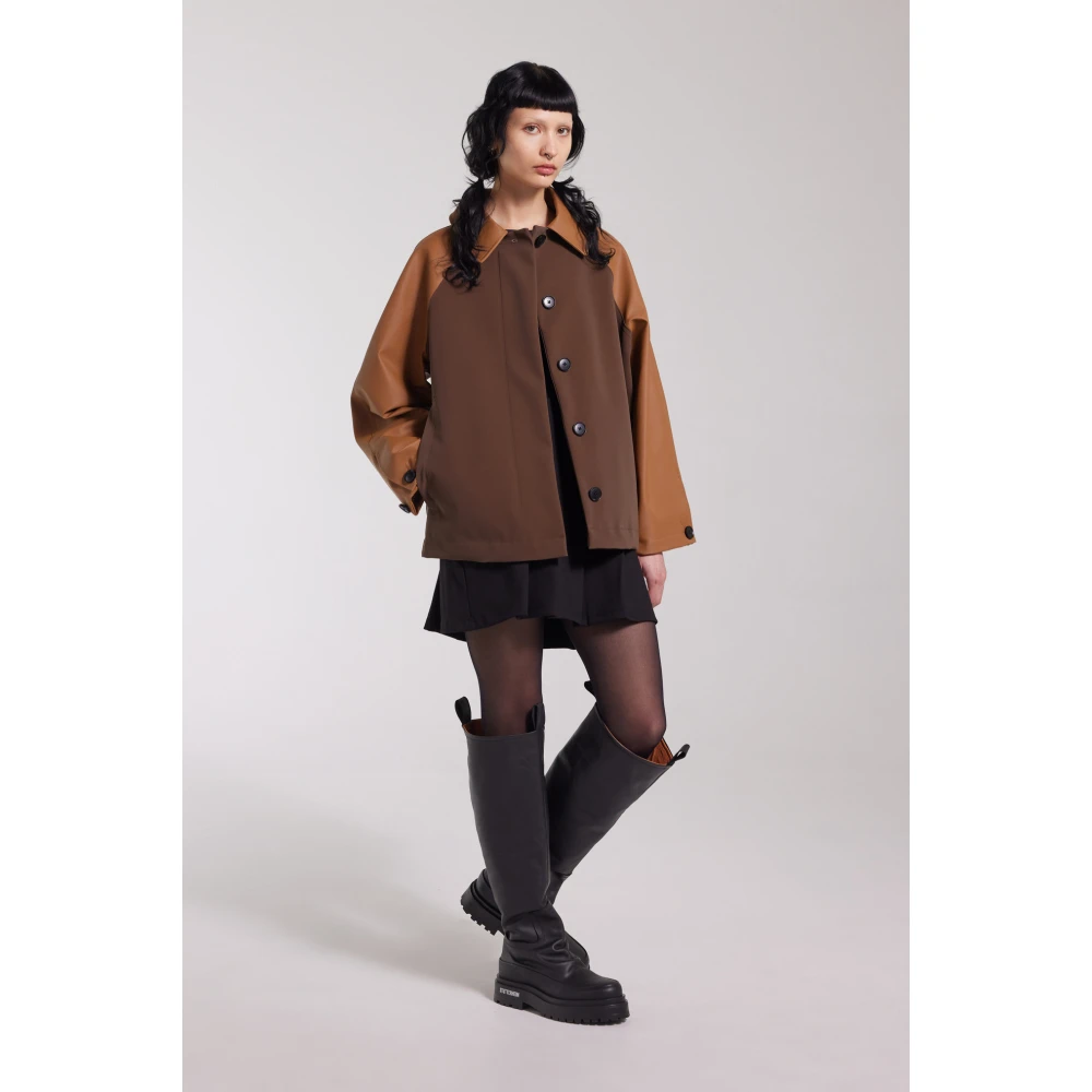 Stutterheim Waterdichte regenjas in varsity-stijl Brown Dames