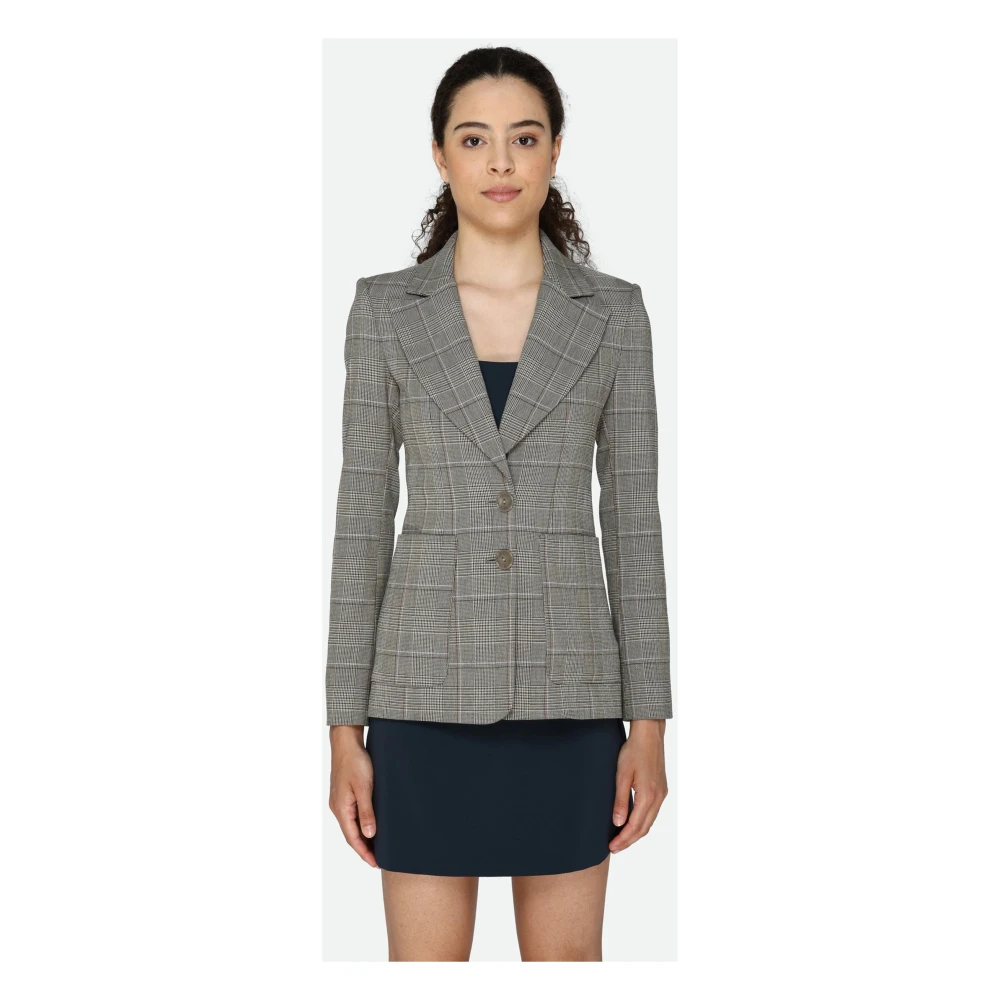 PATRIZIA PEPE Multicolor Geruite Blazer Slim Fit Gray Dames