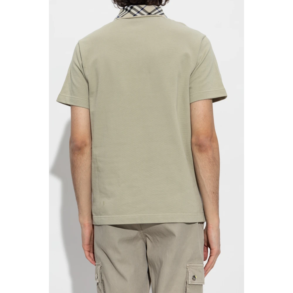 Burberry Polo met geruite kraag Green Heren