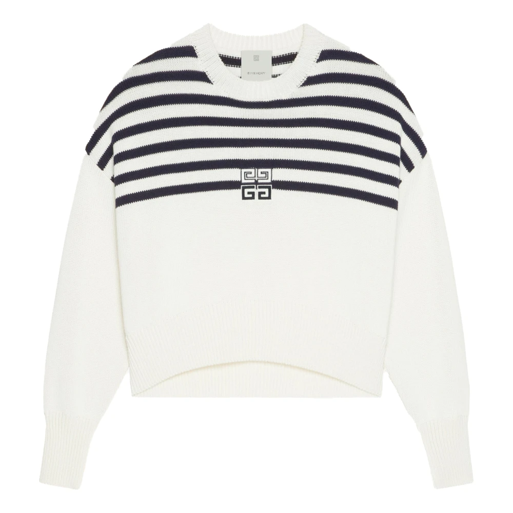Givenchy Gestreept Tweekleurig Trui met 4G Patch White Dames
