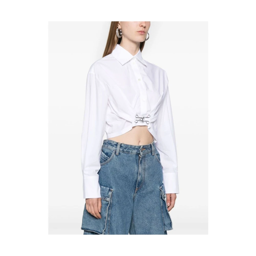 Moschino Witte Katoenen Overhemd met Gerimpelde Details White Dames