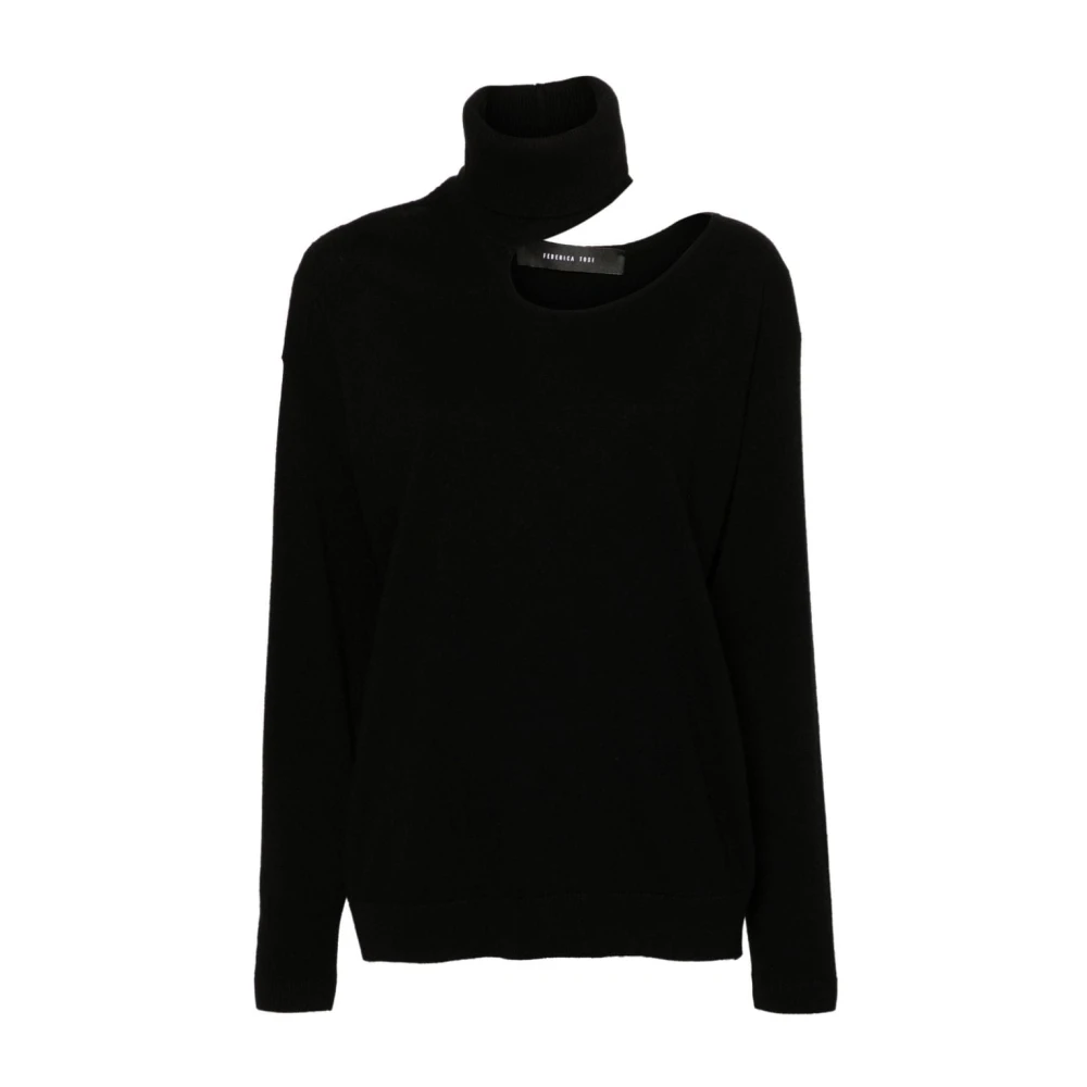 Federica Tosi Zwarte Cashmere Sweater met Cut Out Black Dames
