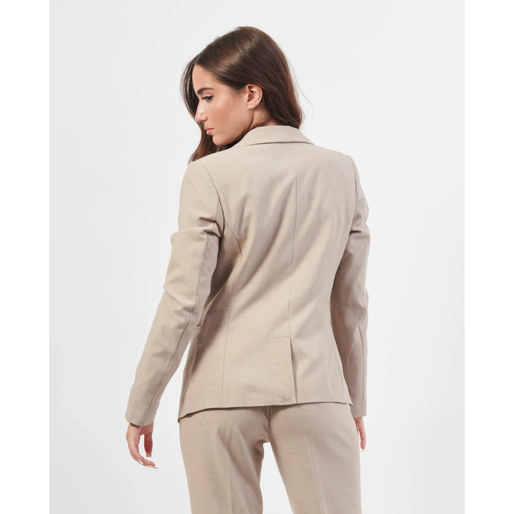 YES ZEE Beige Enkelknoops Viscose Jas Beige Dames