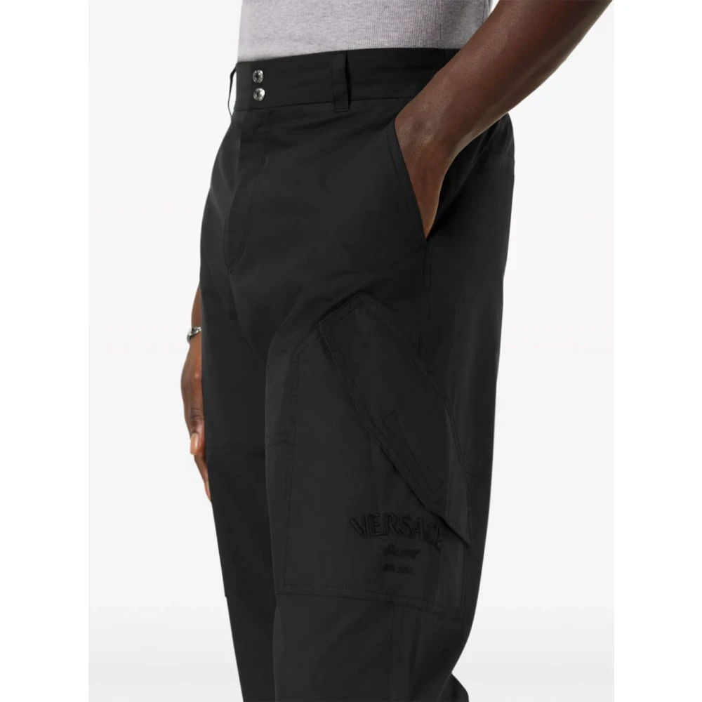 Versace Zwarte Geborduurde Broek Black Heren