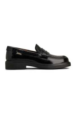 Svart Läder Slip-On Brogues