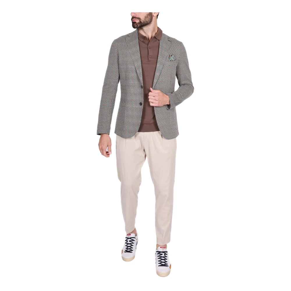 BOB Bruine Jersey Micro Patroon Blazer Jas Multicolor Heren