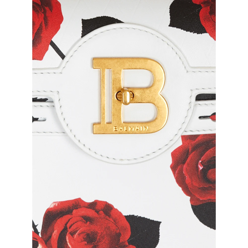 Balmain B-Buzz 23 kalfsleren tas met een rozenprint en reliëf Grid-motief Multicolor Dames