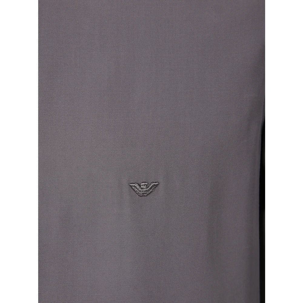 Emporio Armani Casual Katoenen Overhemd voor Mannen Purple Heren