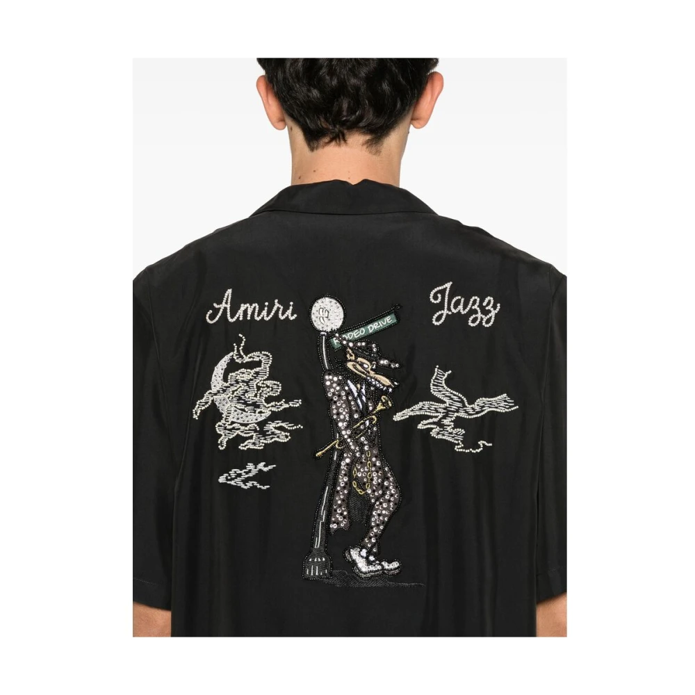 Amiri Zwarte Knoopshirt met Versieringen Black Heren
