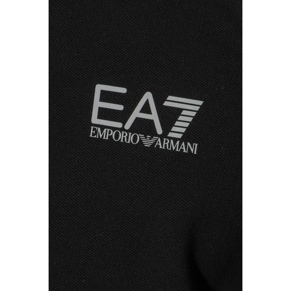 Emporio Armani EA7 Katoenen polo met bedrukt logo Black Heren