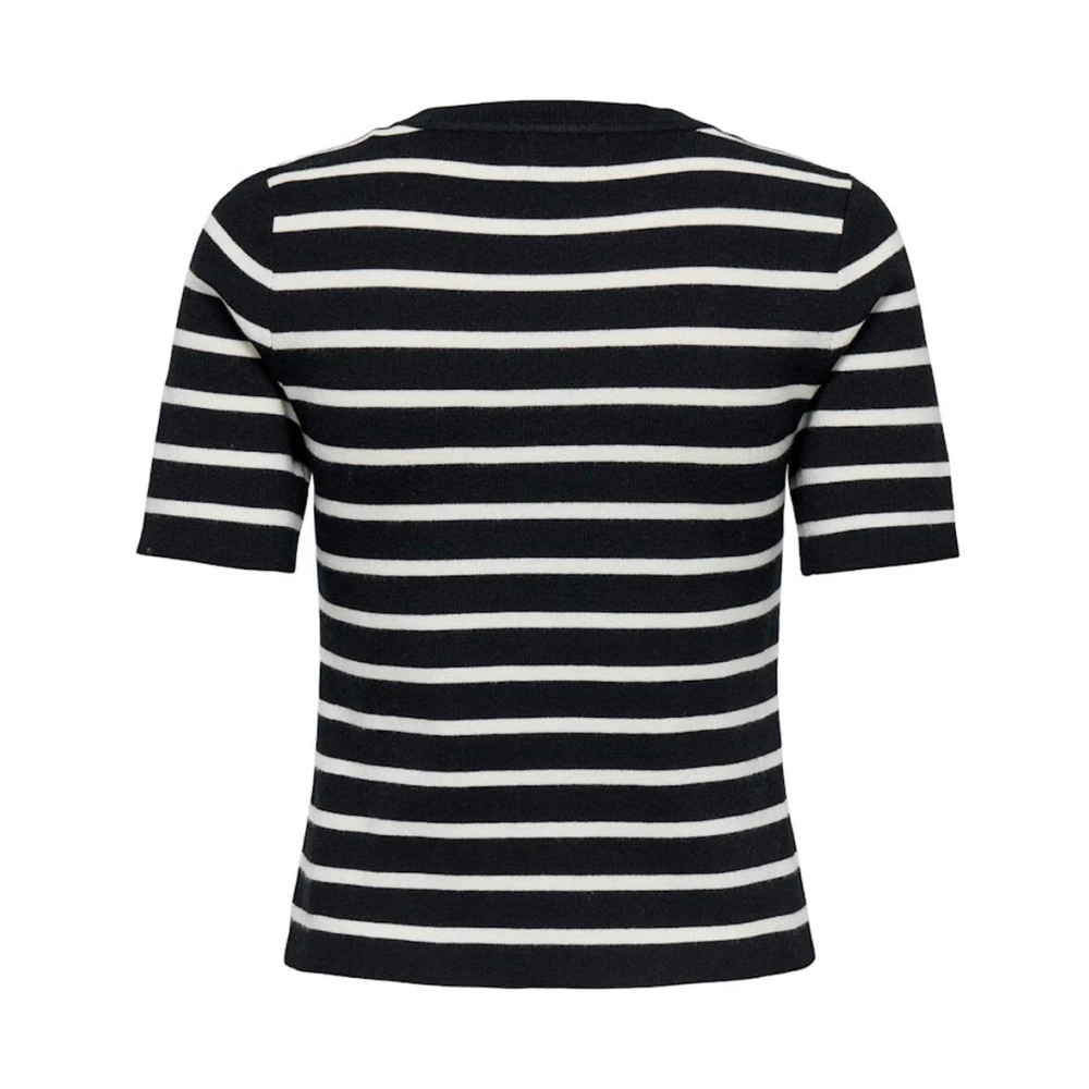 Only Korte Mouw Pullover Gebreide Trui Black Dames