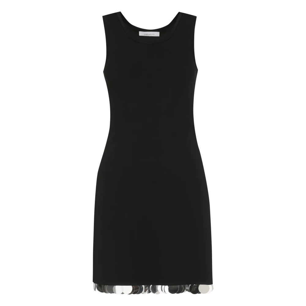 Paco Rabanne Pailletversierde Viscose Mini Jurk Black Dames