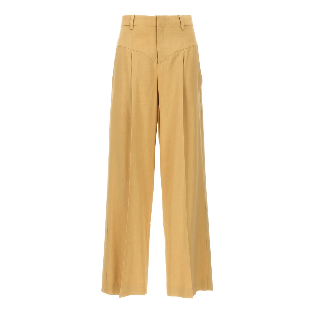 Isabel Marant Women's Beige Staya Trousers - Wide Trousers - S - Trousers