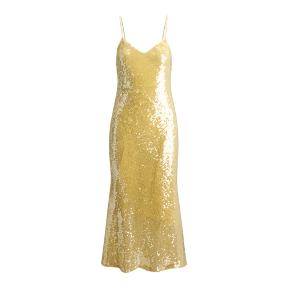 Ralph Lauren Women's Yellow Party Dresses, 3XS, Sequined Sleeveless Cocktail Dress