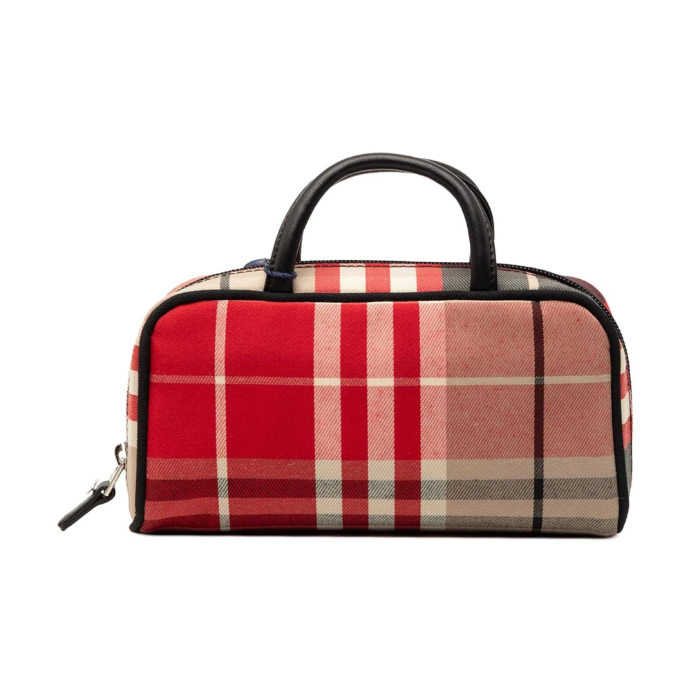 Burberry Vintage Women's Red Pre-Owned Vintage Plaid Boston Bag