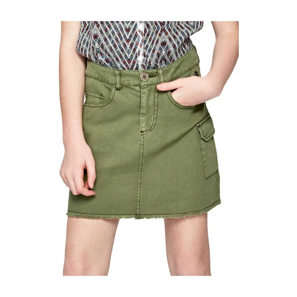Pepe Jeans Green Kids Skirts, Female, 16 Y, Military High Waist Skirt
