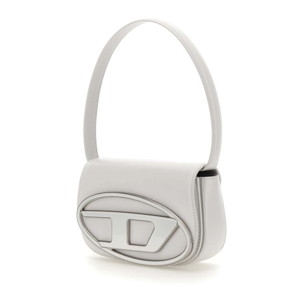 Diesel Witte Leren Schoudertas met Klep White Dames