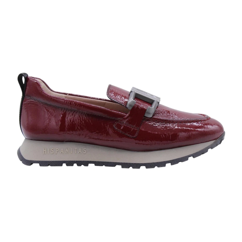Hispanitas Women's Red Loafers, 4 Uk, Classic Mocassin Shoes For