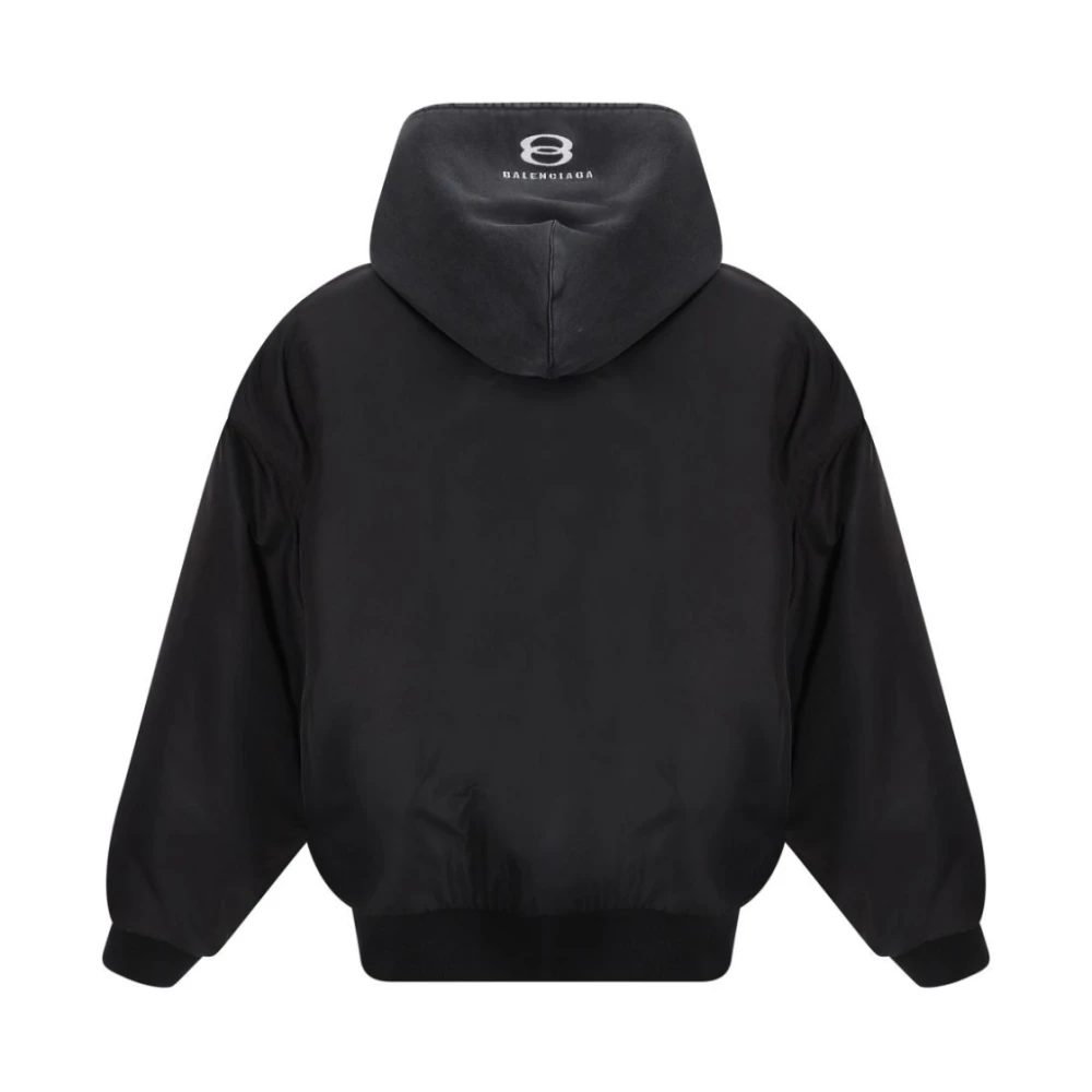 Balenciaga Zwarte Hooded Bomberjas Black Dames