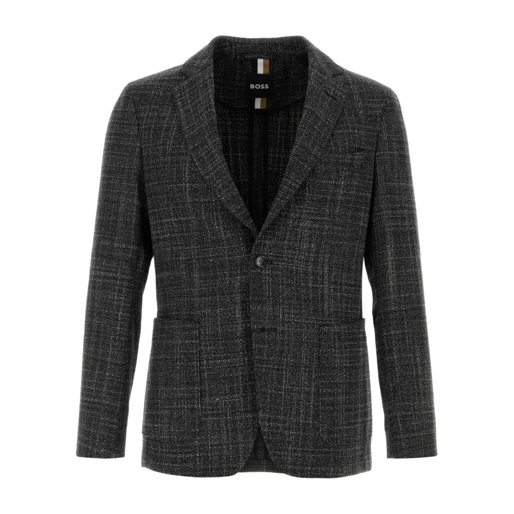 Boss Zwarte wollen blazer Black Heren