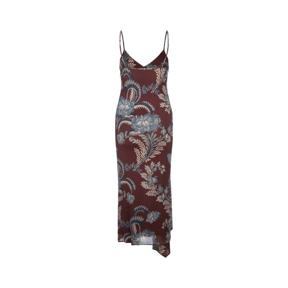 ETRO Bordeaux Bloemen Midi Jurk Paillet Applicatie Red Dames