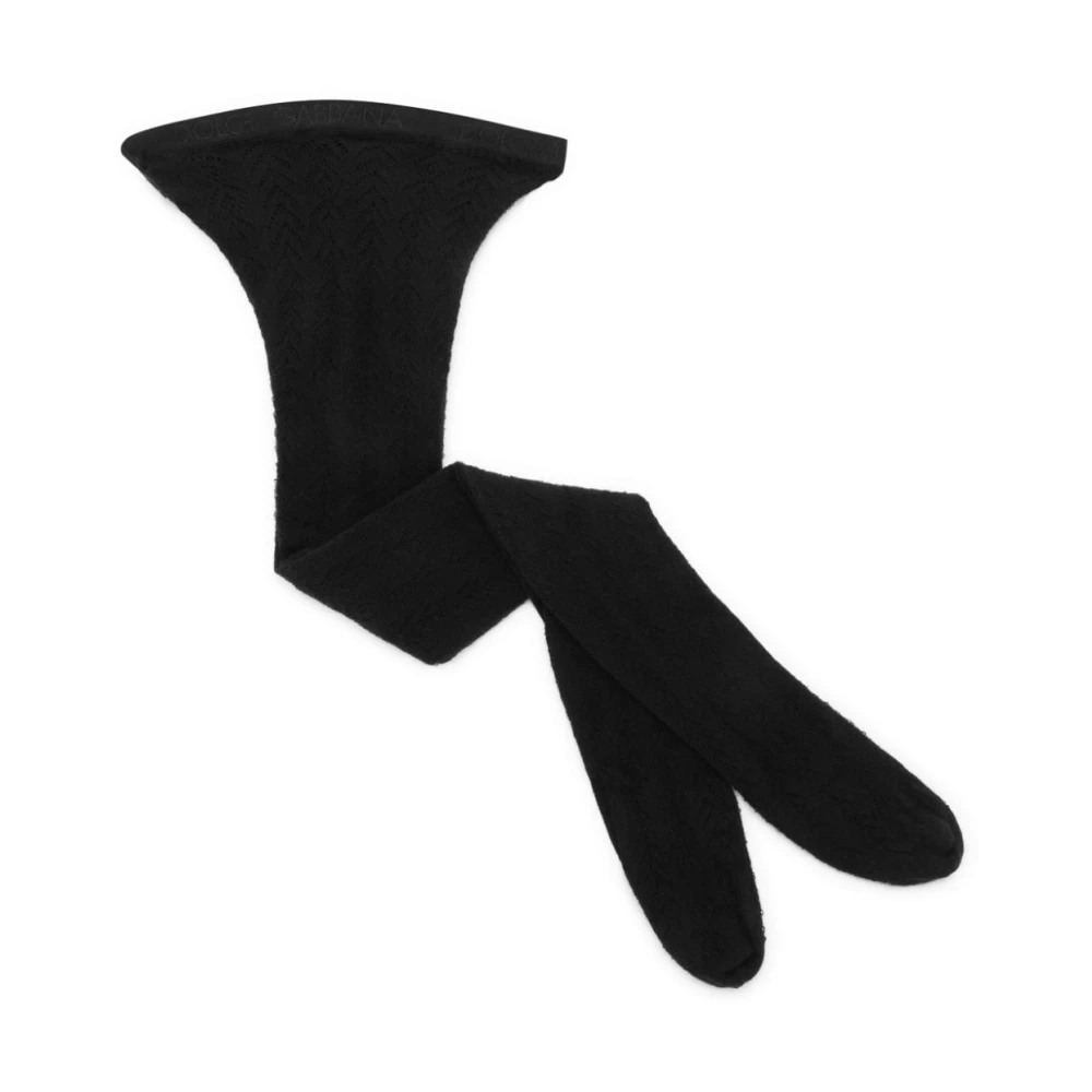 Dolce & Gabbana Zwarte katoenen panty met logotailleband Black Dames