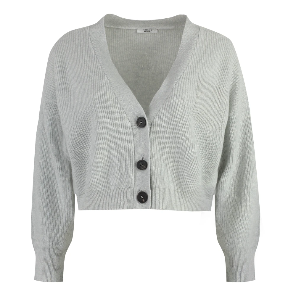 PESERICO Versierde wollen vest Gray Dames