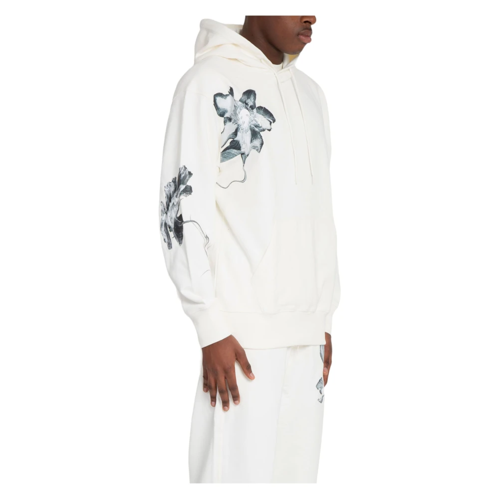 Y-3 Bloemen grafische hoodie in off white Heren