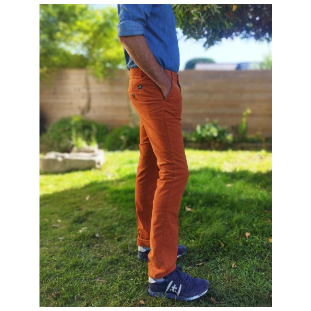 Mason's Slim Fit Fluweel Katoenen Chino Broek Brown Heren