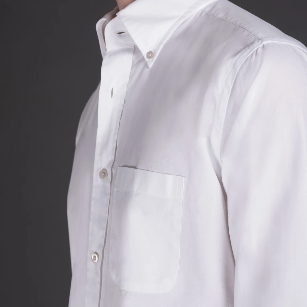 Moorer Witte Sea Island Katoenen Overhemd White Heren
