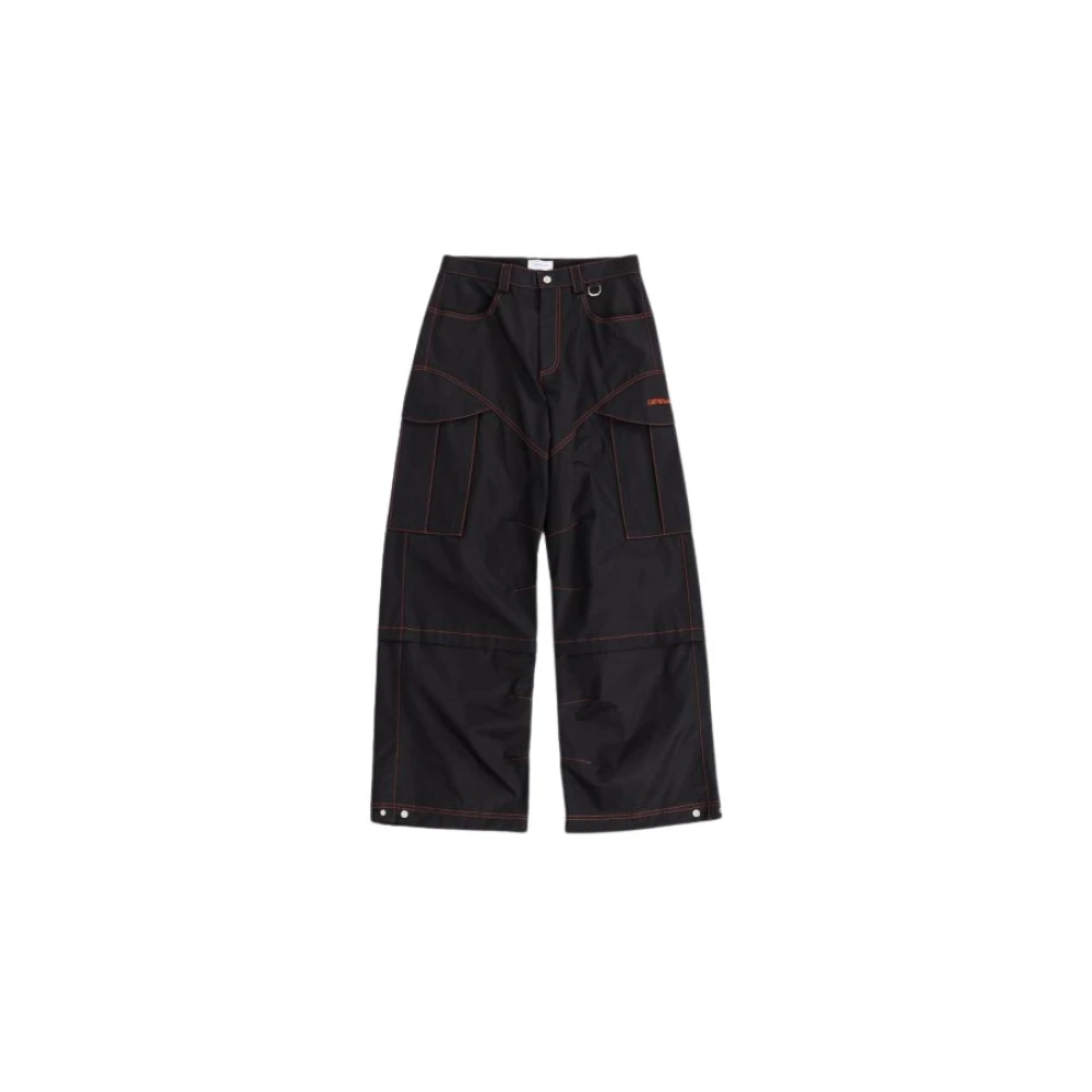 Off White Zwarte Cargo Broek Wijde Pasvorm Black Heren