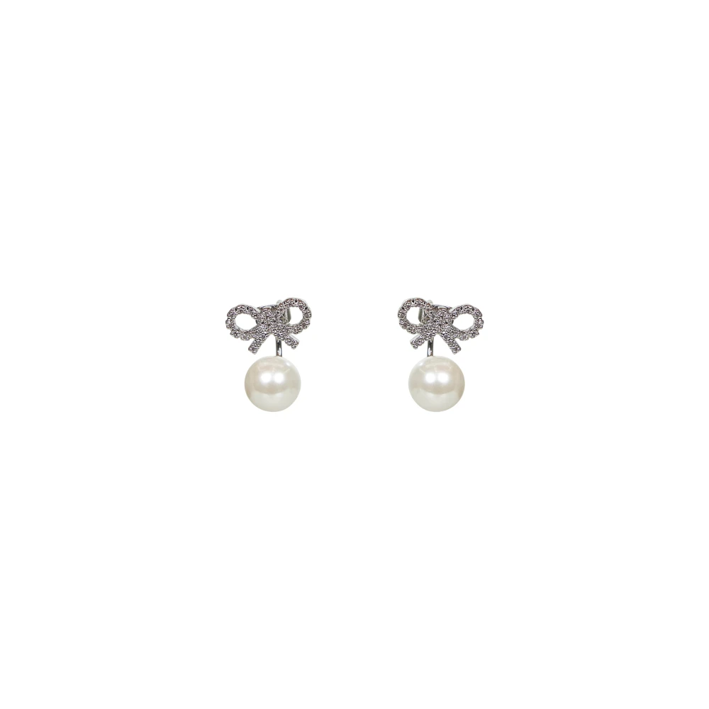 Self Portrait Women's Silver Crystal Bow Earrings