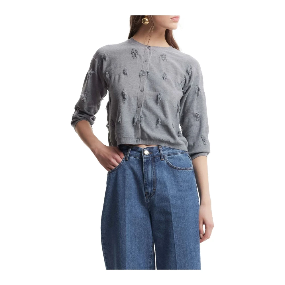 Kocca Gefranjerde detail damesvest Gray Dames