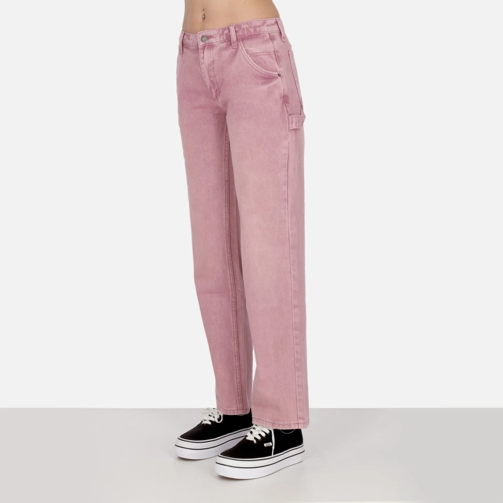 Guess Roze Timmerman Broek Overdye Stijl Pink Dames