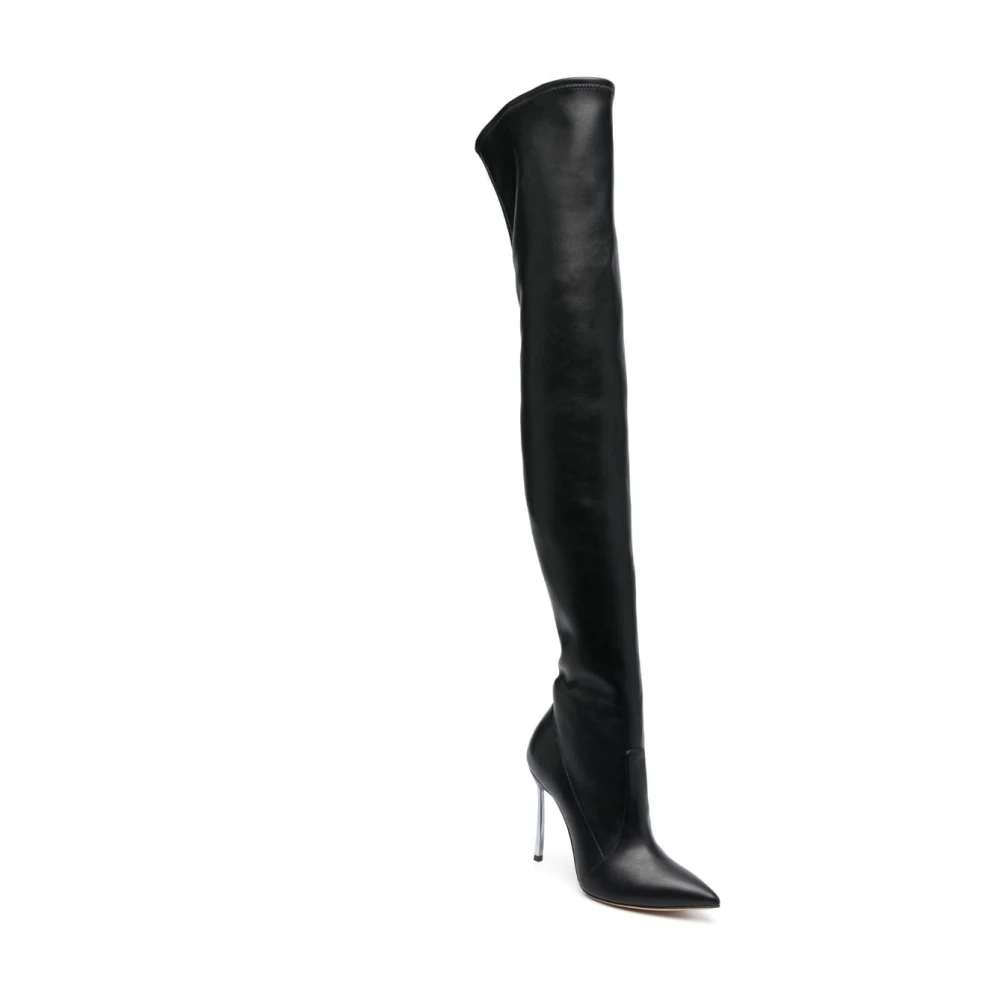 Casadei Zwarte Blade Overknee Laarzen Black Dames