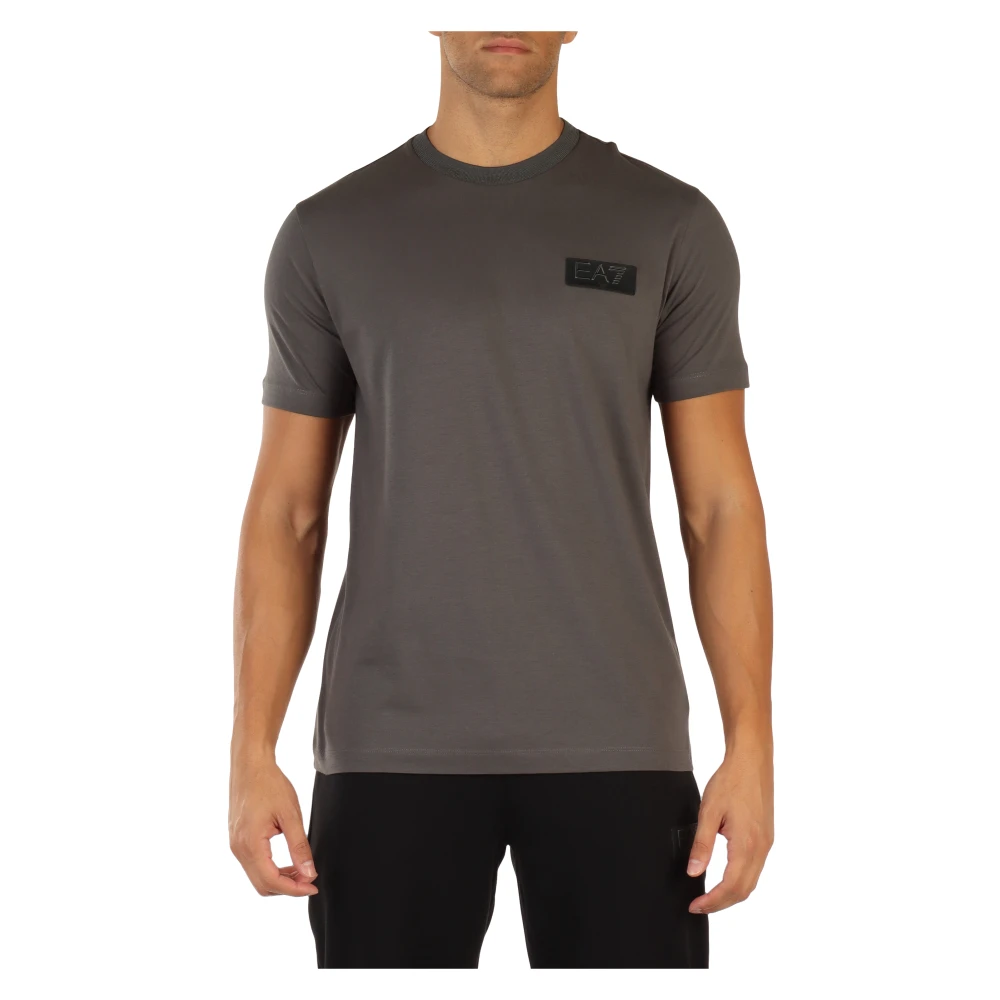 Emporio Armani EA7 Katoenen T-shirt met Voorlogo Patch Gray Heren