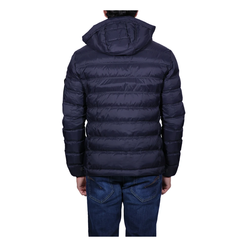 Peuterey Blauwe Lichtgewicht Donsjas met Capuchon Blue Heren