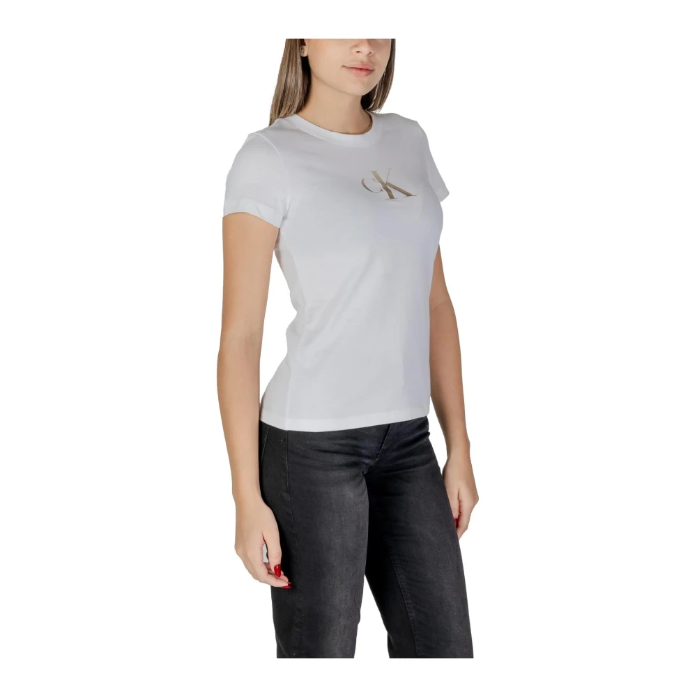 Calvin Klein Jeans Logo Print Ronde Hals T-Shirt White Dames