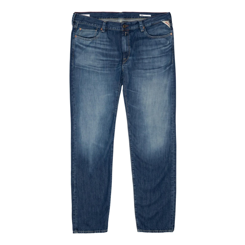 Replay Men's Blue Slim-Fit Jeans,, Regular Loose Cotton Jeans With Worn Effect W34 L34