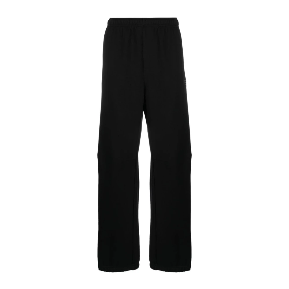 MM6 Maison Margiela Zwarte Katoenen Broek met Handtekeninglogo Black Heren