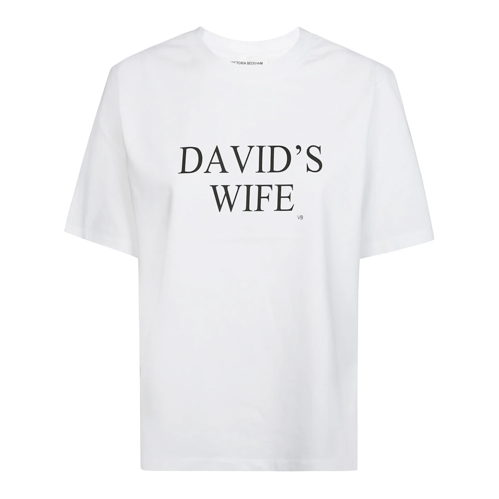 Victoria Beckham Wit T-shirt met 'Vrouw van David' Slogan White Dames