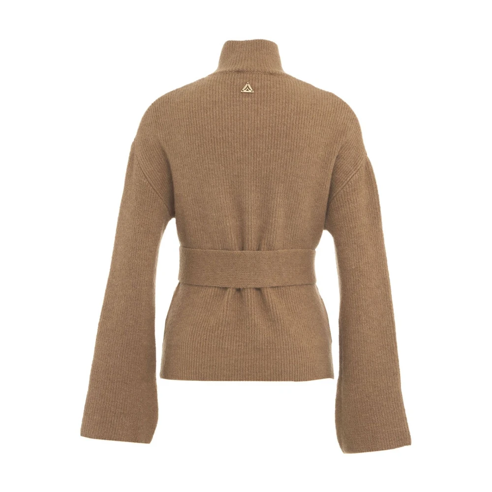 Akep Bruine Gebreide Trui Aw24 Handwas Brown Dames