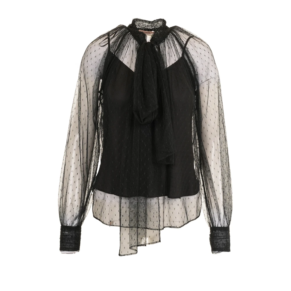 Twinset Women's Black Shirt Set With Bow