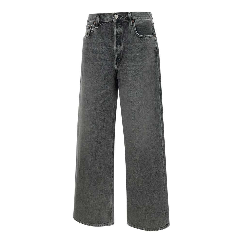 Agolde Women's Black Low Slung Baggy Jeans