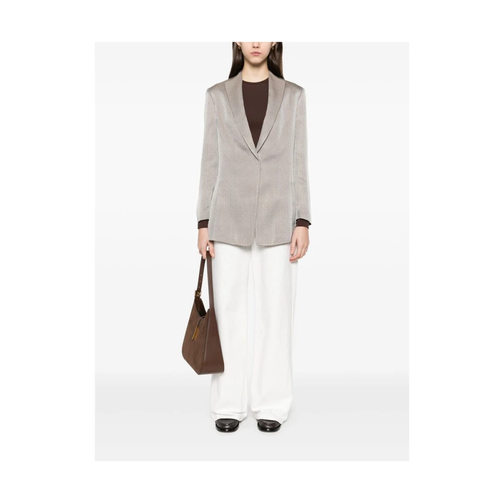 Giorgio Armani Nickel Grey Knoopjas met Achteruitgangen Gray Dames