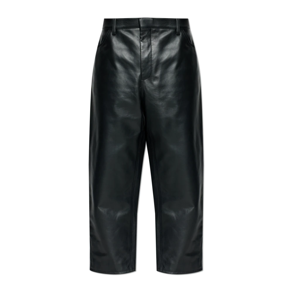 Jil Sander Uomo Nero Leather Trousers