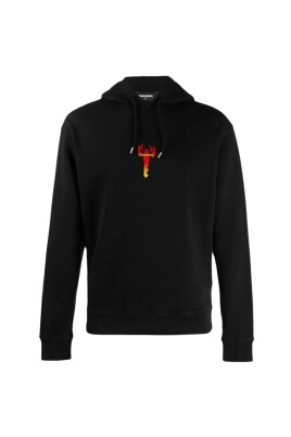 sweat-a-capuche-noir-flamme