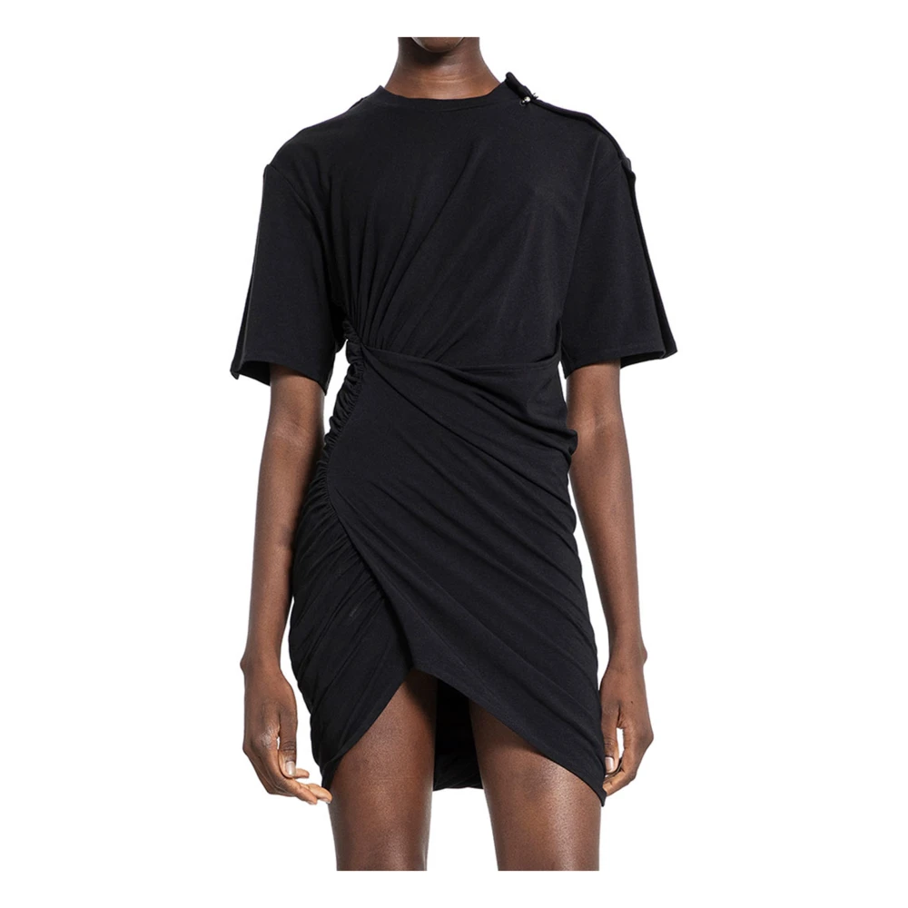 Mugler Zwarte Jersey Jurk met Gerimpelde Details Black Dames